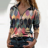 Alix™ | Blouse ajustée à imprimé zippé
